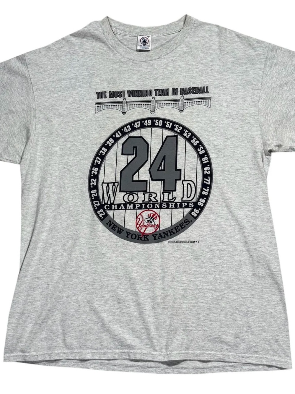 Vintage Connel Designs New York Yankees 24 World Championships T Shirt XL